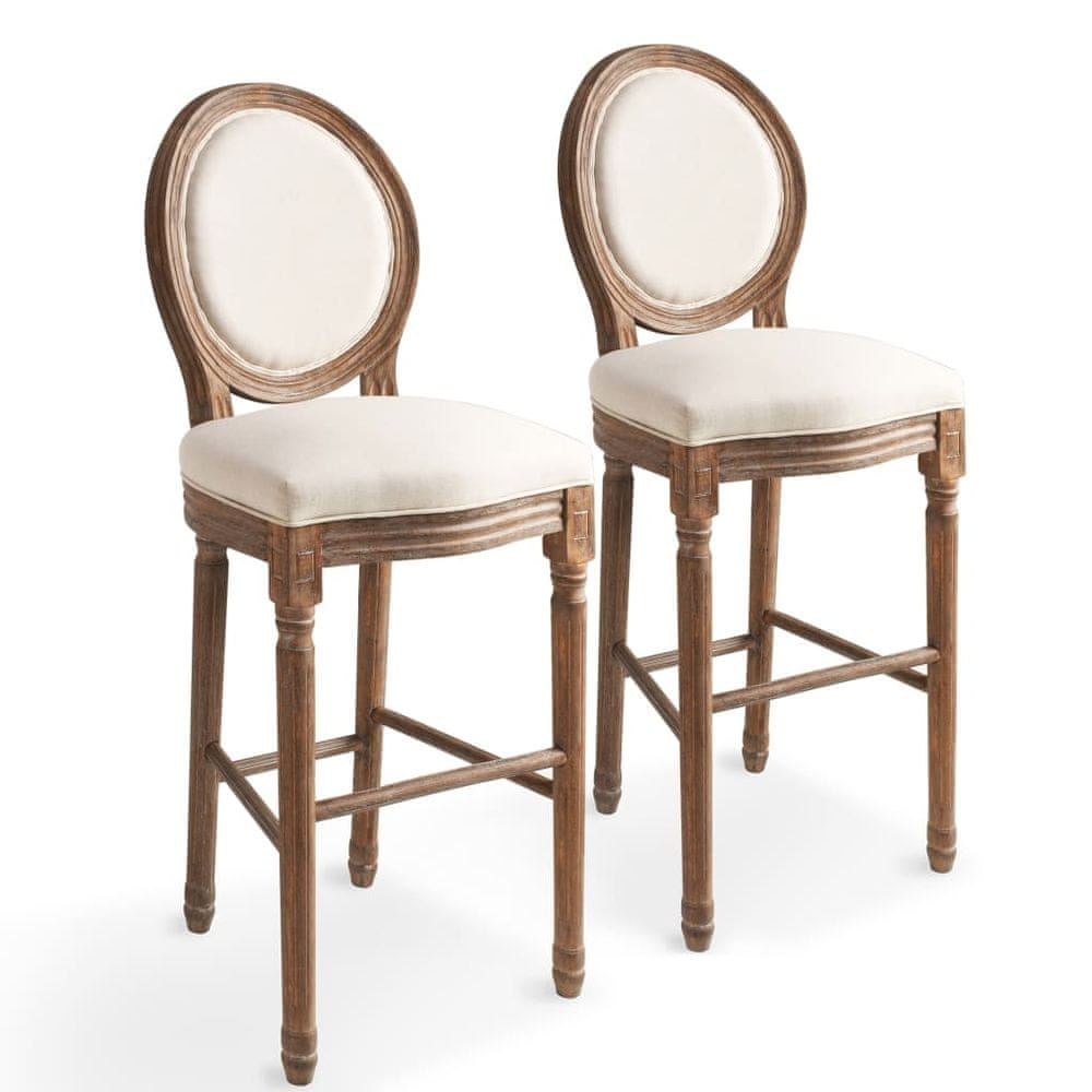 Vidaxl Barové stoličky 2 ks, biele, ľan